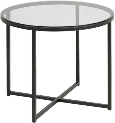 Ronde bijzettafel van glas en metaal - 55 x 55 x 45 cm