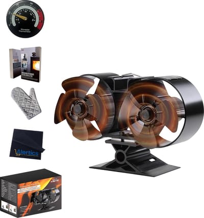 LotaHome - Houtkachelventilator - Haardventilator - Ecofan - Inclusief Thermometer - Kachelventilator - Houtkachel Warmte Verspreider – Duurzaam - Dubbele ventilatoren