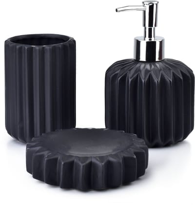 Bathlab FERRA Serie - Keramische Badkamer Set - 380ml - Moderne Afwerking - Zilver