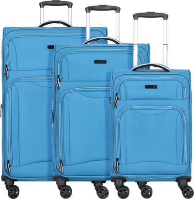 d & n Travel Line 9204 4 wielen Kofferset 3-delig met uitbreidingsplooi - Zachte bagage - TSA slot - blau