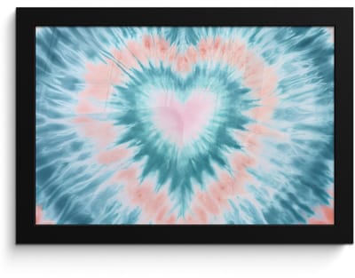 Poster in lijst - Fotolijst 30x20 cm - Posters - Hartvormig - Tie dye - Pasteltinten - Lichtgroen - Posterlijst zwart - Decoratie - Wanddecoratie woonkamer - Muurdecoratie slaapkamer