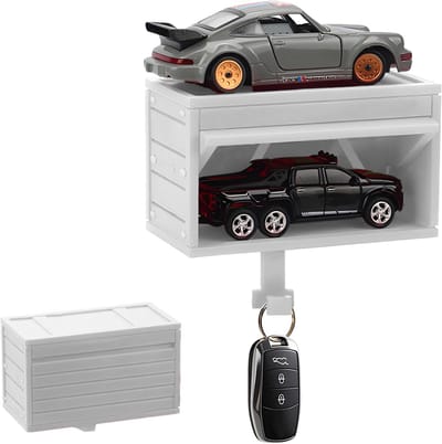 3D Sleutelhanger voor Auto en Garage, Muurbevestiging voor Organisatie van Sleutels en Kleine Onderdelen (Grijs)