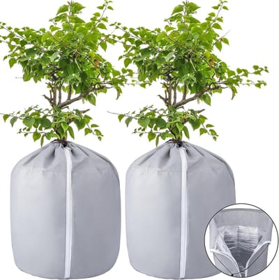 stuks buitenpotbeschermer - Winterbloempotbescherming - Herbruikbare winterhoes voor potplanten 50x45cm grijs