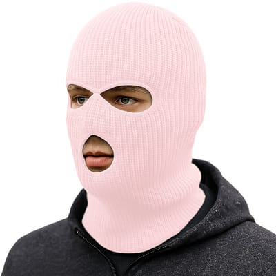 Facemask - Sportmuts - Driegats Muts - Skimuts -  Bivak - Balaclava - Licht Roze - One Size