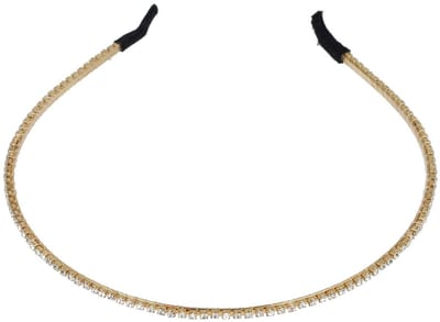 Haarsoires Haarband Diadeem 0,3cm – 1 Rij Strass Steentjes – Metaal – Goud - Glanzende Haaraccessoire voor Feest of Bruiloft