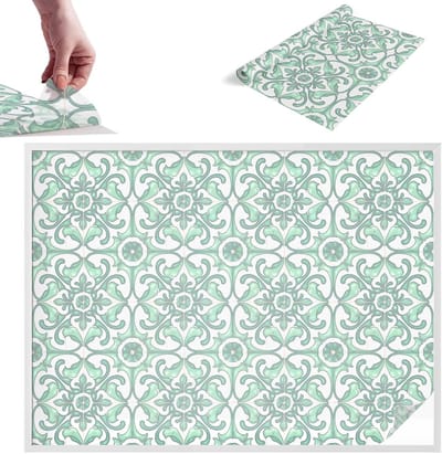 Tulup Raamfolie Anti inkijk - Groene symmetrie Melkglas Folie - 200x146 cm - Groente Anti inkijk Raamfolie Glas in Lood - Zonwerende Raamfolie - Voor de badkamer, keuken en hal. - Privacy Folie Raam Glas in Lood