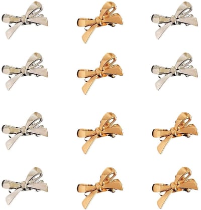 Dailygoods - 12 stuks haarclips voor dames, kleine mini-vlinder-knoopvorm, eendbill haarclips voor het stylen van haar, dikke en dunne clips
