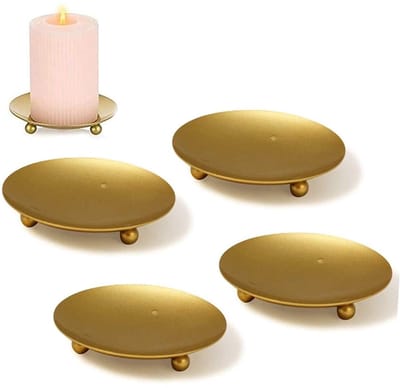 Allecto - Kaarsenhouder - Gouden Kandelaar - Vintage Metalen Pijler - 2,8 Inch - Decoratie voor Thuis - 4 Stuks
