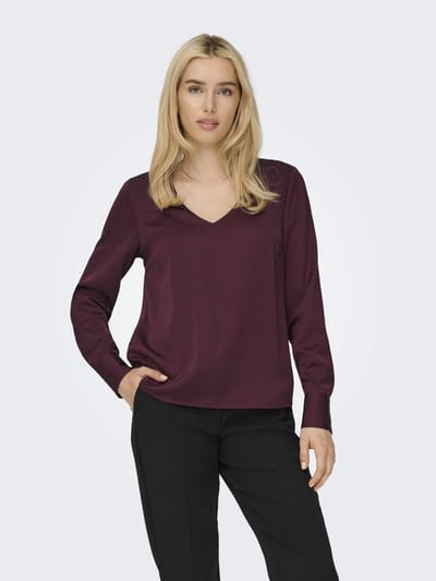 ONLY - ONLMIKA VIS SATIN L/S JEW V-NECK TOP WVN - Meisjes - Blouses