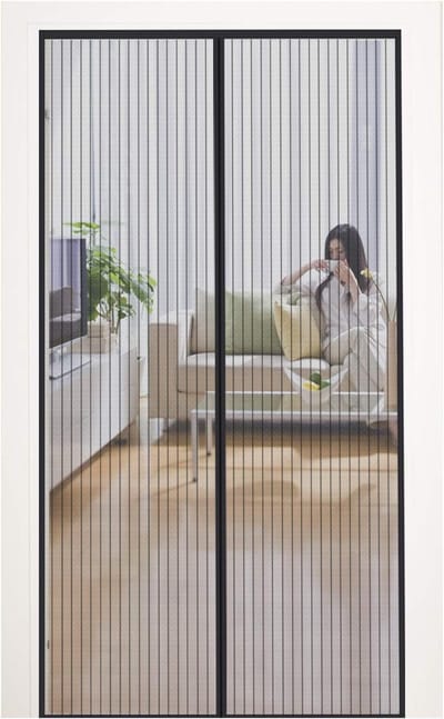 Deurgordijn - 80 x 210 cm - Magnetisch Insectenhor - Vliegenhor voor buitendeur - Magnetische sluiting - Geen boren - Eenvoudig te installeren - Geschikt voor schuifdeuren - Zwart