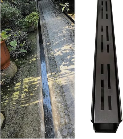 Afvoerrooster Metaal - Grindrooster Geul - Water Afvoeren - Roestvrij Staal 304 - 100 cm - Zwart
