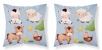 MAYA MOO Kussenhoes Boerderij 40x40 cm Blauw - Kinderkamer Decoratie