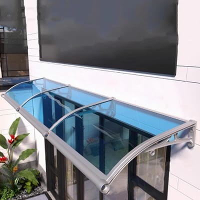 Overkapping Deur - Regenbescherming - Entree Beschermen - Versterkt Aluminium - 120x70cm - Zilver