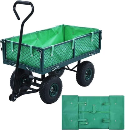 Inklapbare Stoffen Kruiwagen Voering - Duurzaam Groen Polyester voor Tuin en Strand