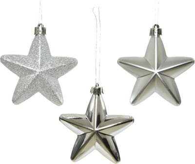 Kerstboom decoratie sterren zilver 6 stuks 7 cm