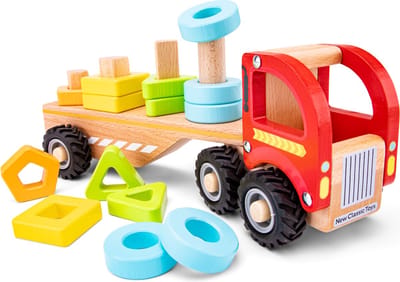 Woet® Houten Vormentruck Speelgoed - Sorteertruck met Geometrische Vormen - Stimuleert Motoriek & Vormherkenning - Speelgoedvoertuig - Educatief Speelgoed - Vanaf 18 Maanden