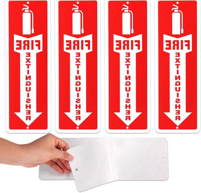 Brandblusser Borden - Veiligheidsborden - Noodsituatie Locatie - Weerbestendig Materiaal - 30x10cm 4 Stuks - Rood Wit