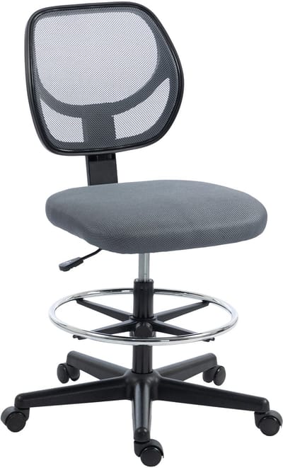 Vinsetto Tekenstoel - Meshstof, schuim - 59 x 61 x 113 cm - Donkergrijs