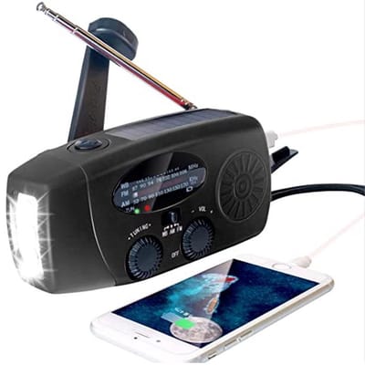 Draagbare Noodradio met Solar en Handcrank, LED Zaklamp en Oplader voor Mobiele Telefoons