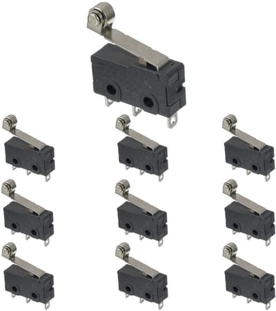 Microschakelaar 5A 250V AC SPDT 1NO 1NC met Momentane Scharnierrolhendel - Verpakking van 10