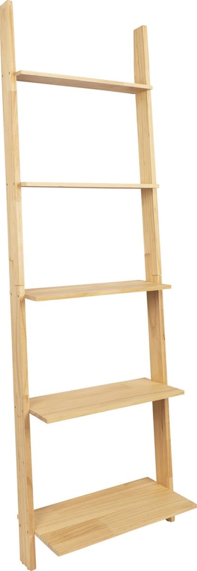 QUVIO Decoratie ladder - Deco ladder voor muur - Deco ladder met 5 treden - Hout - 25 x 50 x 160 cm (lxbxh)