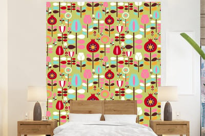 Behang - Fotobehang Patronen - Bloemen - Kleuren - Breedte 225 cm x hoogte 280 cm