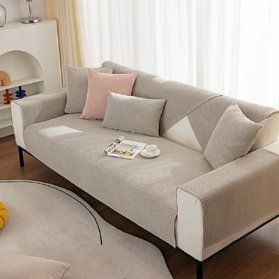 Katoen En Linnen Bankhoes Antislip Vier Seizoenen Beschikbaar Woonkamer Bank Rugleuning Meubilair Bescherming Stofdicht Volledige Hoes 45x45 Pillowcase1 grijs