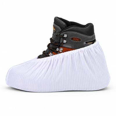 Premium Overschoenen | Maat 40-45 | Wit met streepje | Herbruikbaar | Antislip | Schoenhoesjes | Duurzaam | Scovvii
