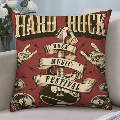 Vintage Rockmuziek Dubbelzijdig Bedrukte kussensloop Korte pluche Geschikt voor woonkamers slaapkamers banken sierkussenhoes 35x35cm