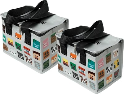 Kleine lunch/sixpack koeltas - 2x - Minecraft print - 21 x 15 cm - 4,4 L