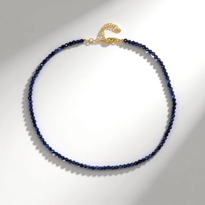 Cavill - Zilveren halsketting - 925 Sterling zilver verguld - Blauwe Ceylon saffier 65,373 ct - Verstelbare elegante ketting 45-50 cm