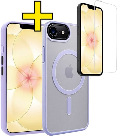 Hoesje - Met Screenprotector - Geschikt voor Apple iPhone 17e - Magsafe Compatible - Sterk & Shockproof - Back Cover - Shock Proof Case - Telefoon Hoes - Telefoonhoesjes - Lila