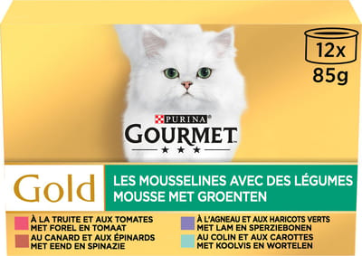 Gourmet - Gold Fijne Mousse met Groenten - Kattenvoer - Per 2 dozen van 12 x 85g