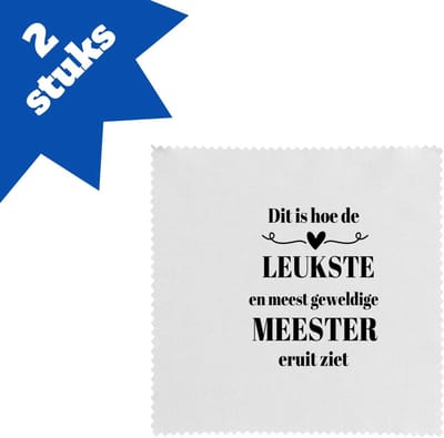 Akyol - dit is hoe de leukste en meest geweldige meester eruit ziet brillendoekjes - Meester - meest leukste leraar - verjaardag - cadeautje voor meester - meester artikelen - kado - geschenk - collega's - 17,8 bij 17,8 cm - 2 stuks