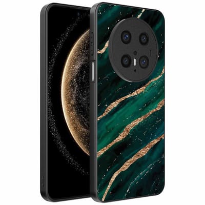 Geschikt voor Huawei Mate 70 Telefoonhoesje met marmer opdruk - TPU backcover case marble design - Groen Goud - Smartphonica geschikt voor Huawei Mate 70