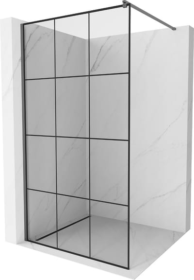 Mexen Kioto douchewand Walk-in 100 x 200 , zwart raster 8 mm, gun metal - 800-100-101-95-77