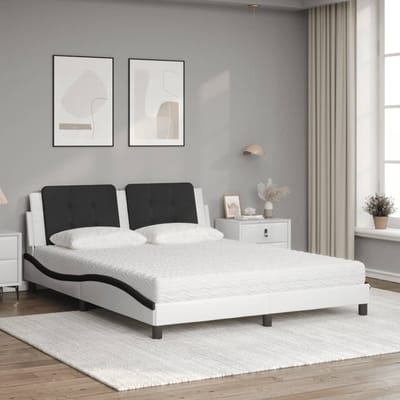vidaXL - Bed - met - matras - Zadar - kunstleer - wit - en - zwart - 160x200 - cm
