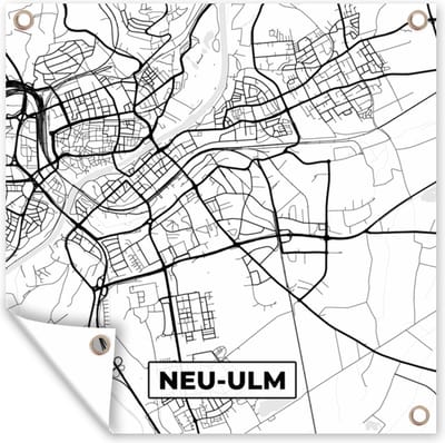 Tuin poster Neu-Ulm - Kaart - Stadskaart - Plattegrond - 200x200 cm - Tuindoek