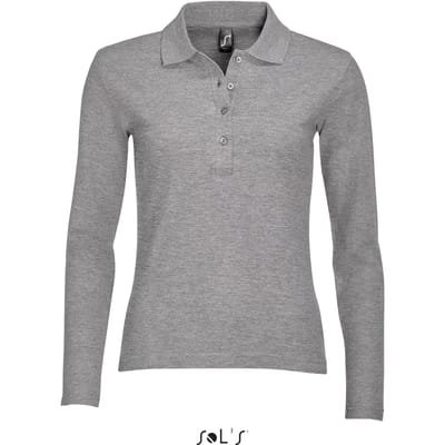 SOL'S Women´s Long Sleeve Polo Podium L535 - Grey Melange - M