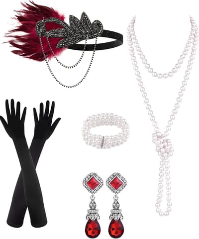 6 Stuks Flapper Accessoires voor Vrouwen, Perfect voor Great Gatsby en Roaring 1920s Kostuums