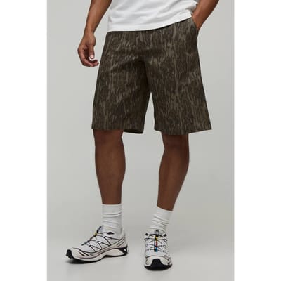 Regular Fit Camo Twill Co-ord Short | Khaki | Size 28