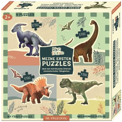 4 puzzels, dino's - Die Spiegelburg