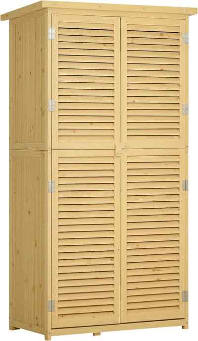 Outsunny Tuinopbergschuur Grenenhout, Vurenhout L87 x B46,5 x H160 cm Natuurlijk hout