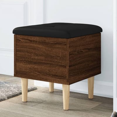 Opbergbank Hout - Bankje met Opbergruimte - Hal Organiseren - Ingebouwd Zitkussen - 42 x 42 x 46 cm - Bruin