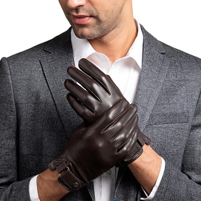Dailygoods- Handschoenen Heren Winter - Leren Handschoenen - Touchscreen Handschoenen - Winddichte Handschoenen - Warme Handschoenen - Zachte Binnenvoering - Winterhandschoenen