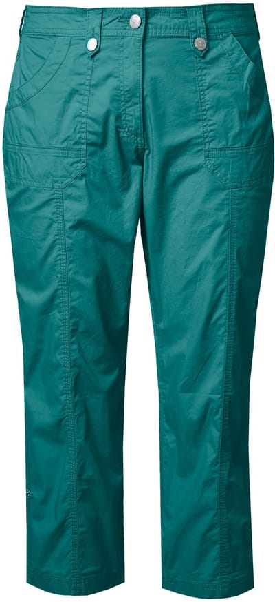 Ulla Popken - Dames - 7/8-cargohose oprolbandje voor broekspijp - Petrol - Maat 60