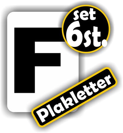 Jerma - Plakletters - F - Sticker – 6 stuks - Vinyl - 5 x 7 cm - Zwart - Voor Binnen en Buiten