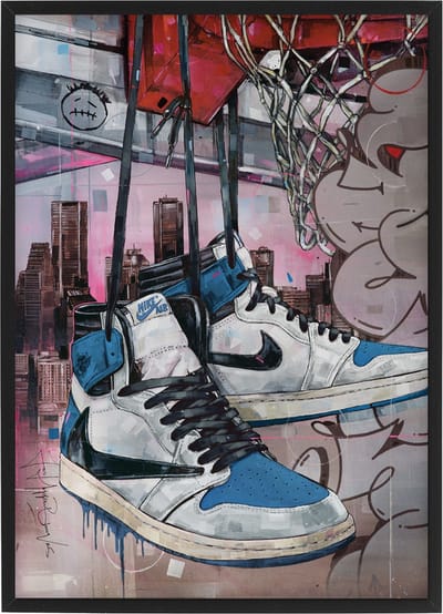 Sneaker print fragment high basket 30,6x43 cm (A3) *ingelijst & gesigneerd