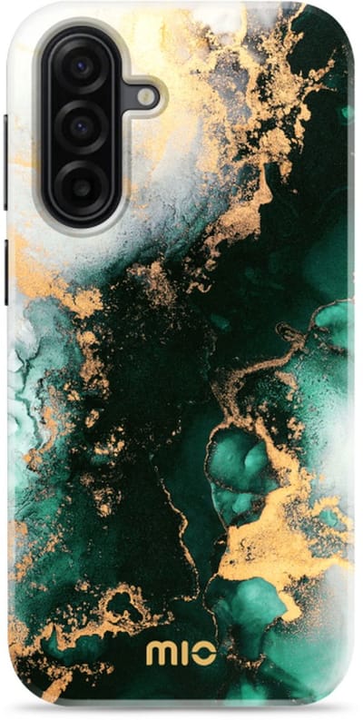 MIO Hoesje Geschikt voor Samsung Galaxy A17 - Compatibel met MagSafe / Qi2 - Hard Shell Back Cover Case Green Marble