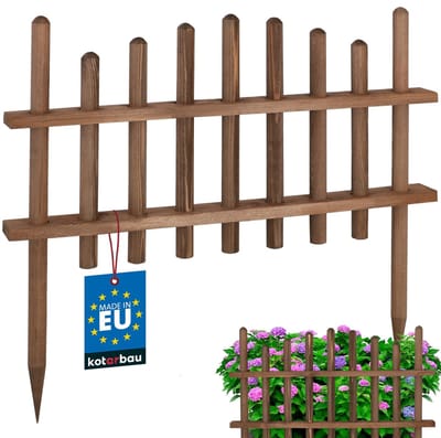 KOTARBAU® Houten Hek, Tuinafscheiding, Kiefernhout, 60 cm, Wenge, Bloembedrand, Houten Tuinhek, Palissade, Schapenhek, Eenvoudige Montage